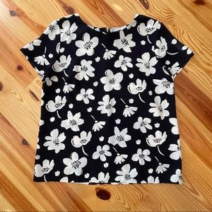 Ann Taylor Navy Floral Dress Casual Top